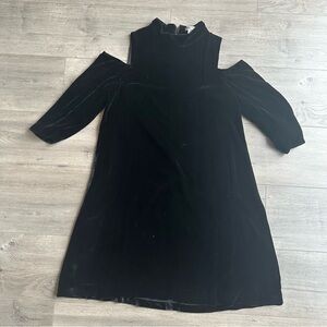 Tyler Boe black faux velvet open shoulder dress - size small